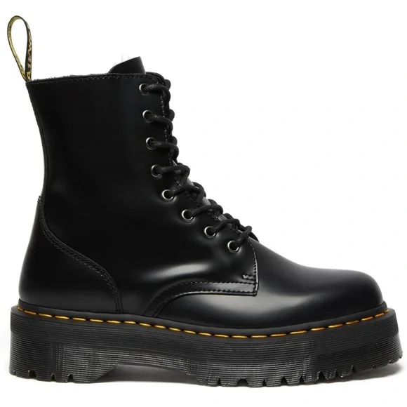 DR. Martens Platform Jaden 8 eye Black Leather Lace-Up Boots size US 6 - Picture 2 of 8